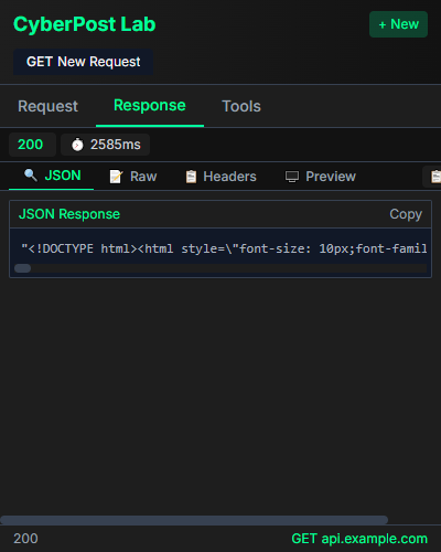 CyberPost Lab Response Viewer Screenshot
